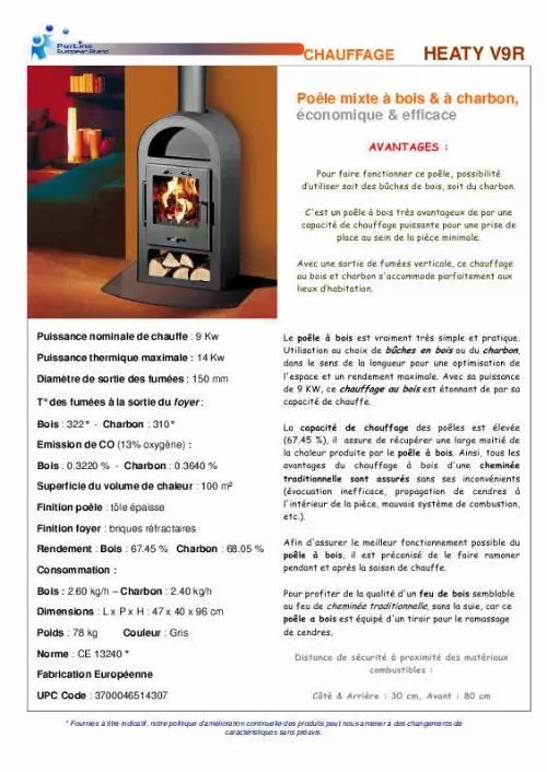 Mode d'emploi PUR LINE HEATY V9R