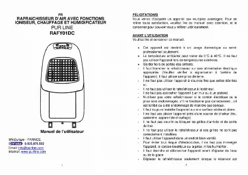 Mode d'emploi PUR LINE RAFY01DC