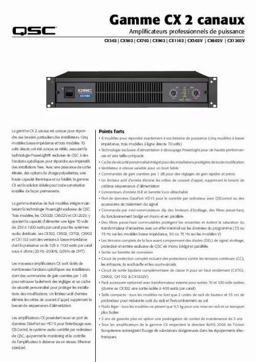 Mode d'emploi QSC AUDIO CX 2