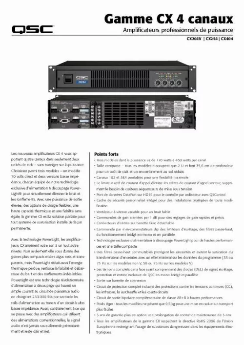 Mode d'emploi QSC AUDIO CX204V