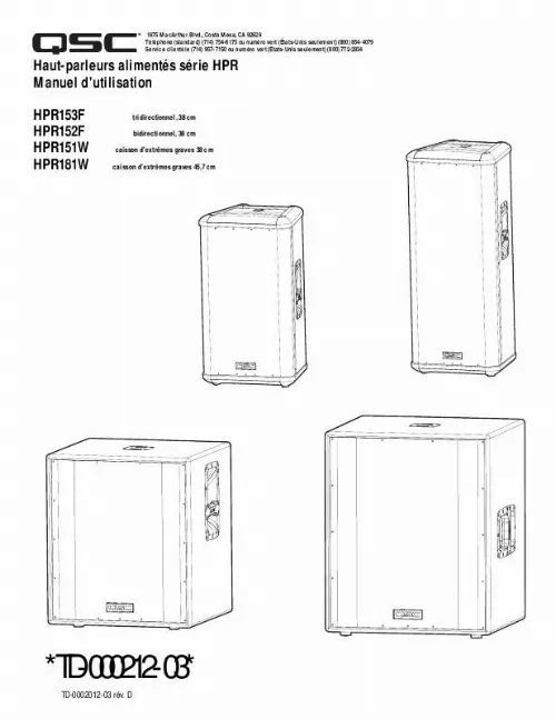 Mode d'emploi QSC AUDIO HPR151W