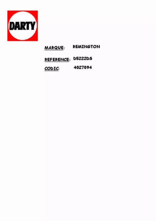 Mode d'emploi REMINGTON D5222DS