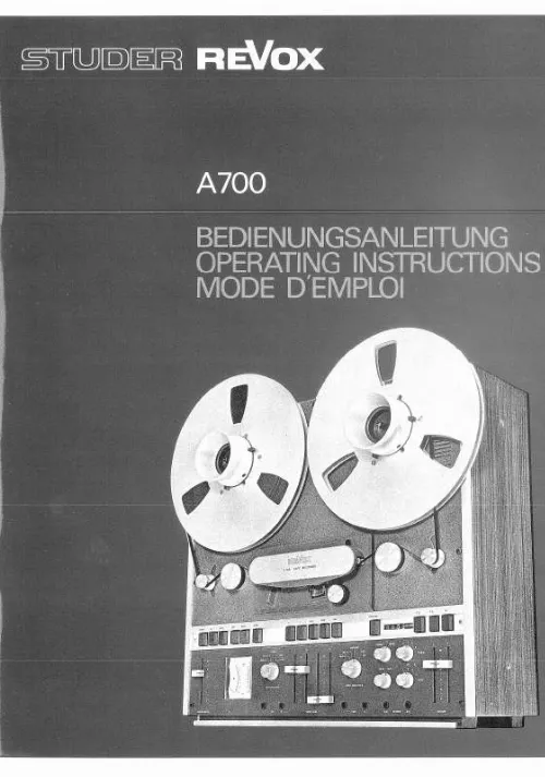 Mode d'emploi REVOX A700