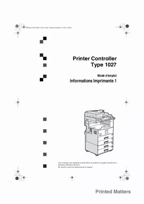Mode d'emploi RICOH AFICIO 1027