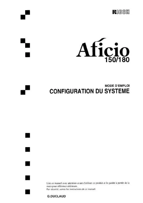 Mode d'emploi RICOH AFICIO 180