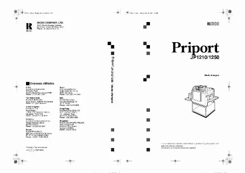 Mode d'emploi RICOH JP 1250