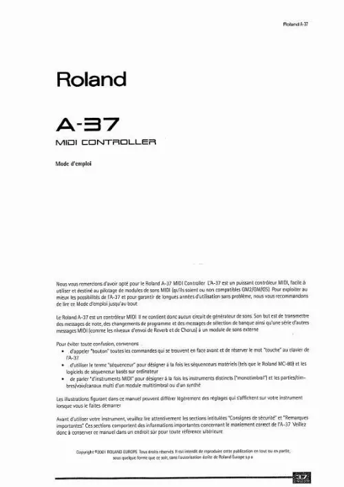Mode d'emploi ROLAND A-37