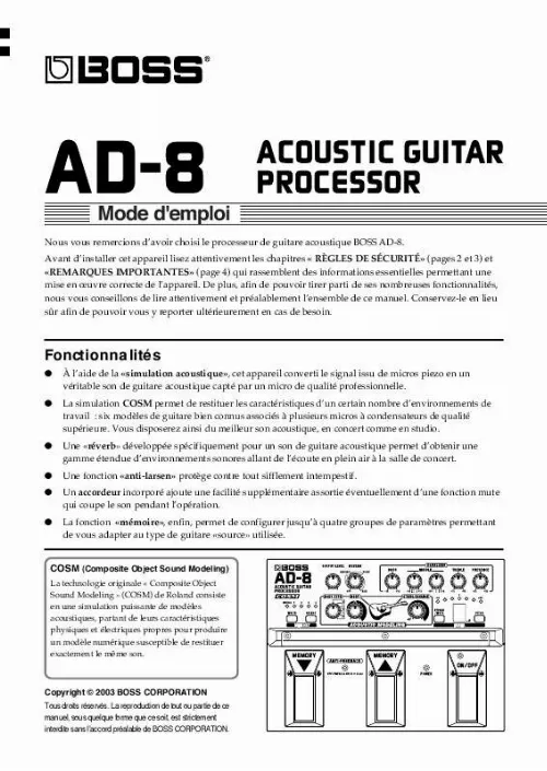 Mode d'emploi ROLAND AD-8