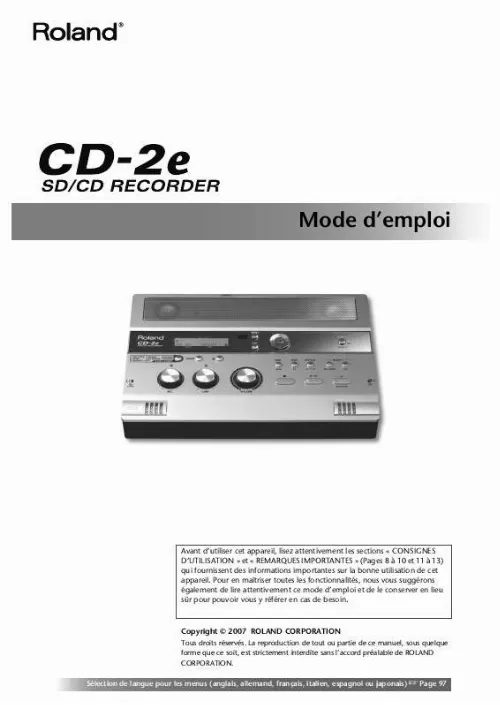 Mode d'emploi ROLAND CD-2E