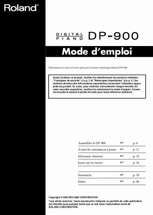 Mode d'emploi ROLAND DP-900