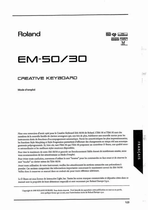 Mode d'emploi ROLAND EM-30