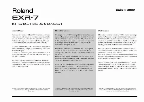 Mode d'emploi ROLAND EXR-7