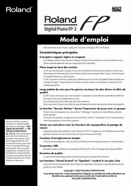 Mode d'emploi ROLAND FP-2