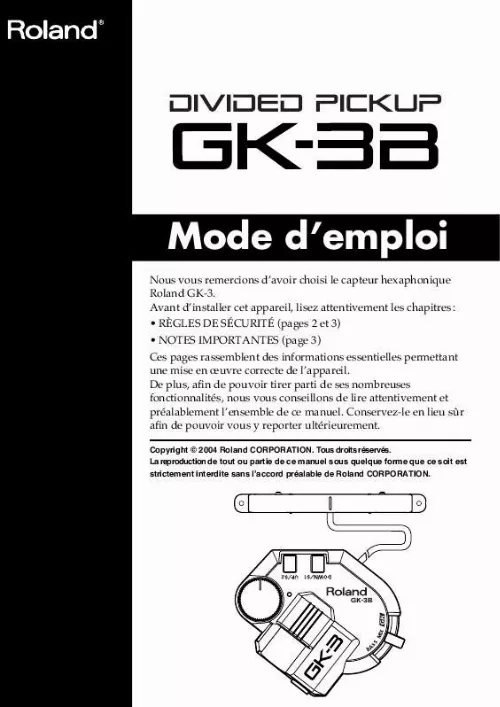 Mode d'emploi ROLAND GK-3B