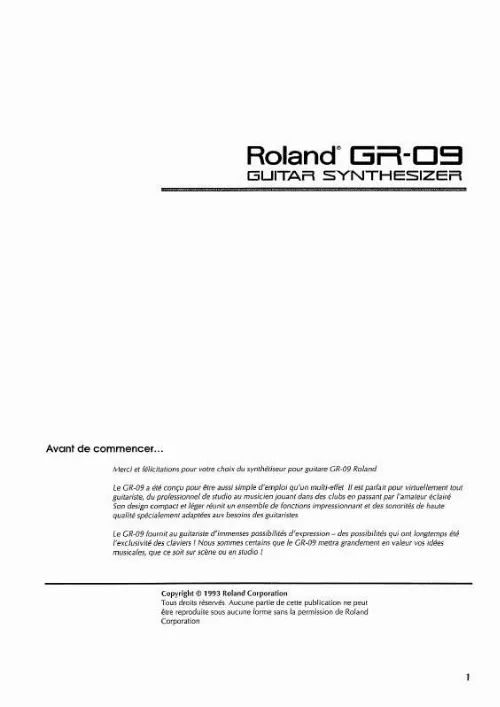 Mode d'emploi ROLAND GR-09