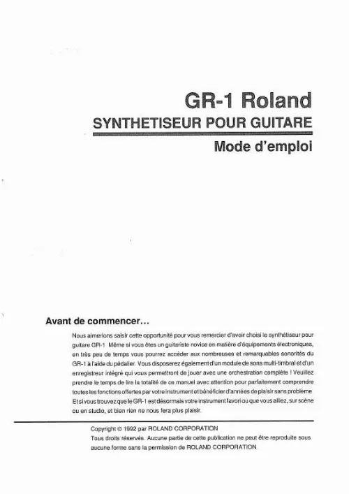 Mode d'emploi ROLAND GR-1