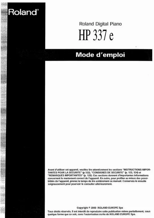 Mode d'emploi ROLAND HP-337 E