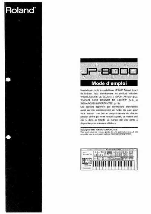 Mode d'emploi ROLAND JP-8000