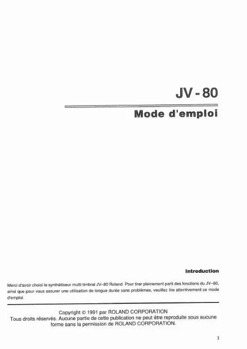 Mode d'emploi ROLAND JV-80