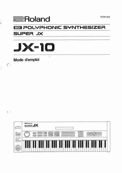 Mode d'emploi ROLAND JX-10