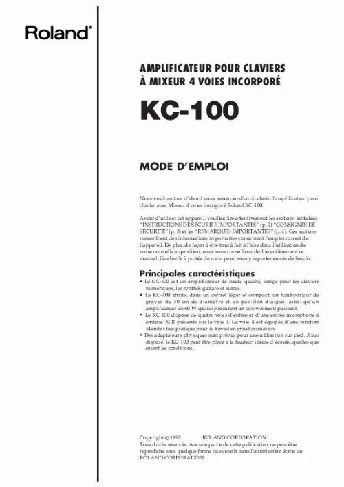 Mode d'emploi ROLAND KC-100