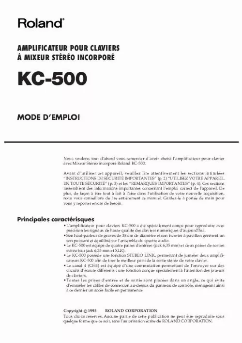 Mode d'emploi ROLAND KC-500