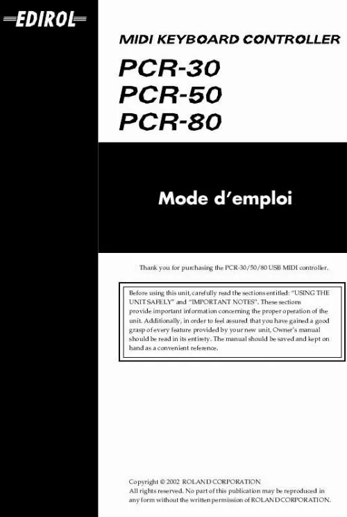 Mode d'emploi ROLAND PCR-30