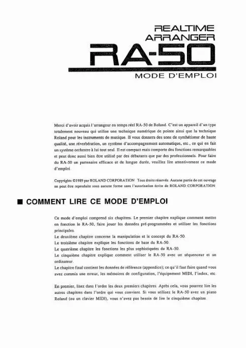 Mode d'emploi ROLAND RA-50