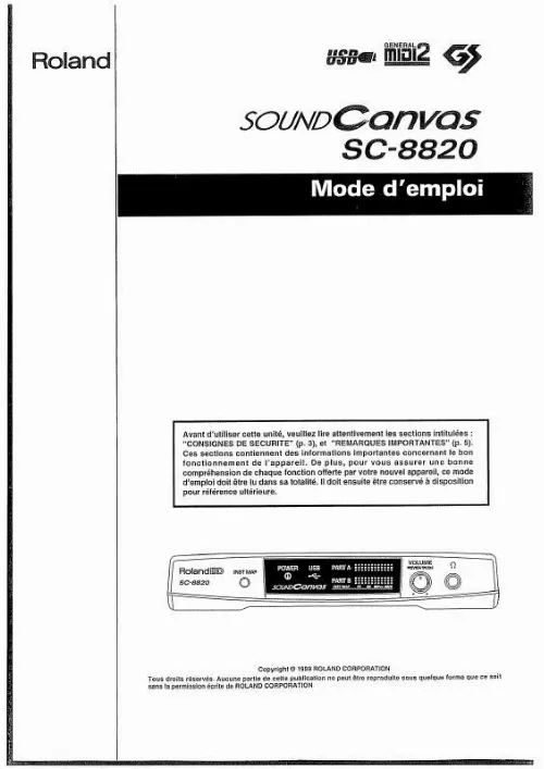 Mode d'emploi ROLAND SC-8820