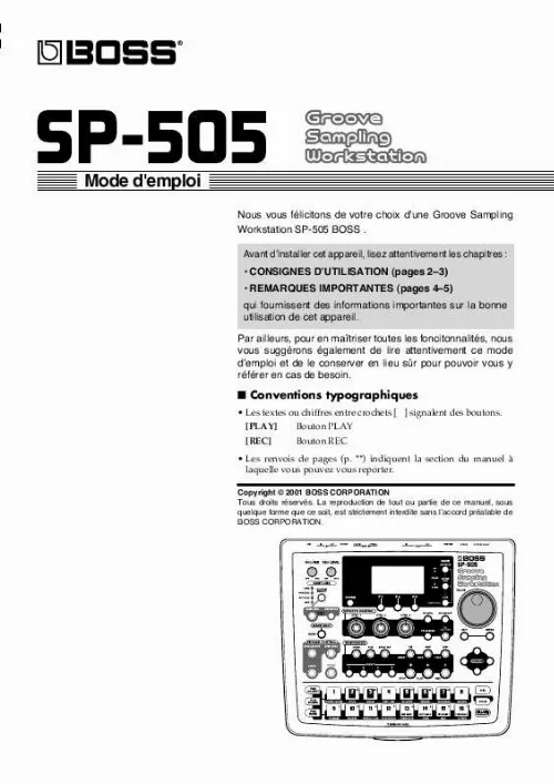 Mode d'emploi ROLAND SP-505