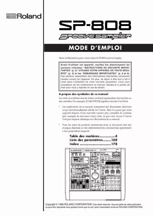 Mode d'emploi ROLAND SP-808