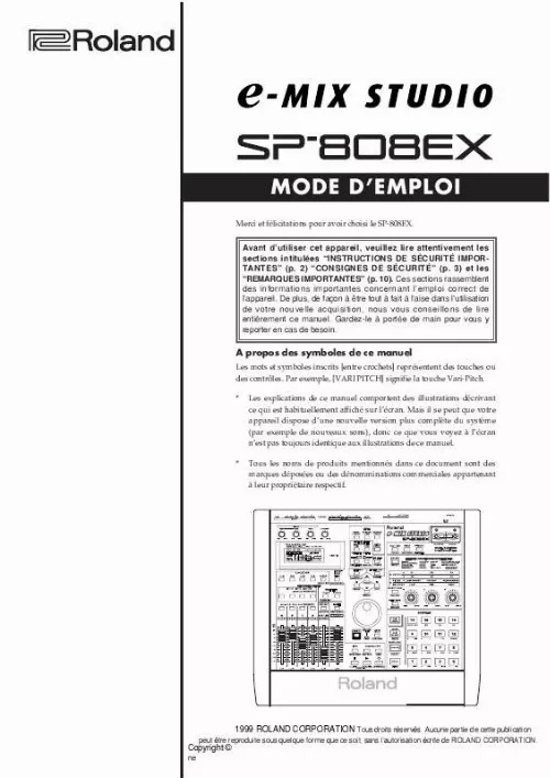 Mode d'emploi ROLAND SP-808EX