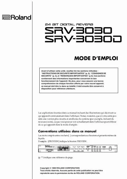 Mode d'emploi ROLAND SRV-3030D