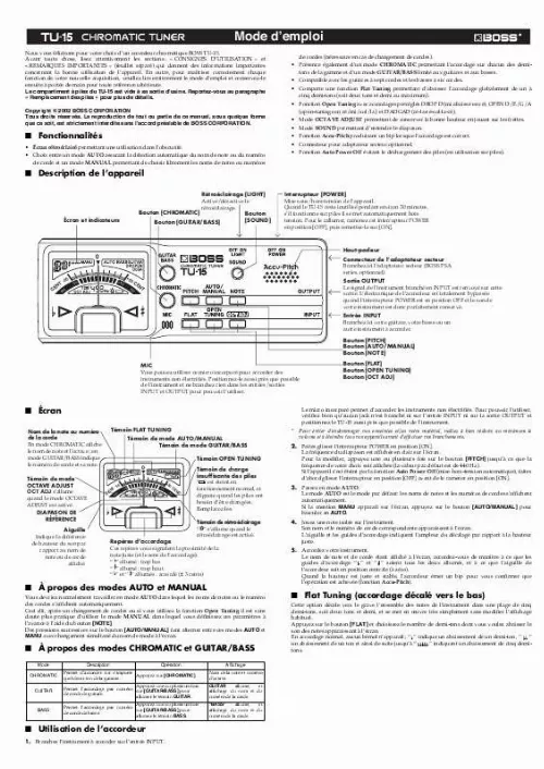 Mode d'emploi ROLAND TU-15