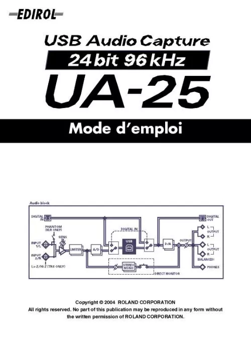 Mode d'emploi ROLAND UA-25