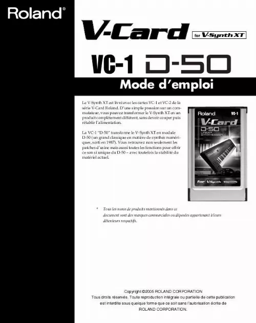 Mode d'emploi ROLAND VC-1 D-50
