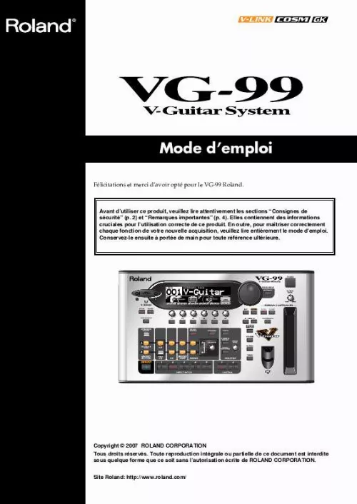 Mode d'emploi ROLAND VG-99