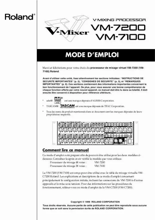 Mode d'emploi ROLAND VM-7200