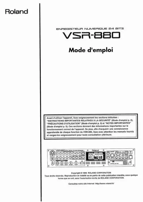 Mode d'emploi ROLAND VS-R880