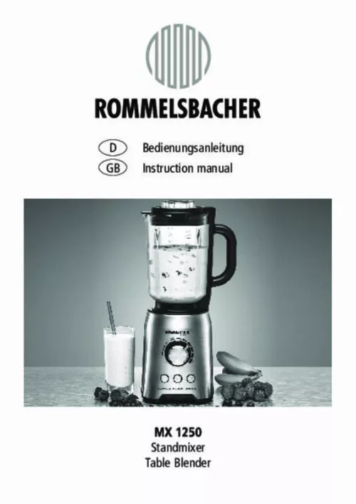 Mode d'emploi ROMMELSBACHER MX 1250
