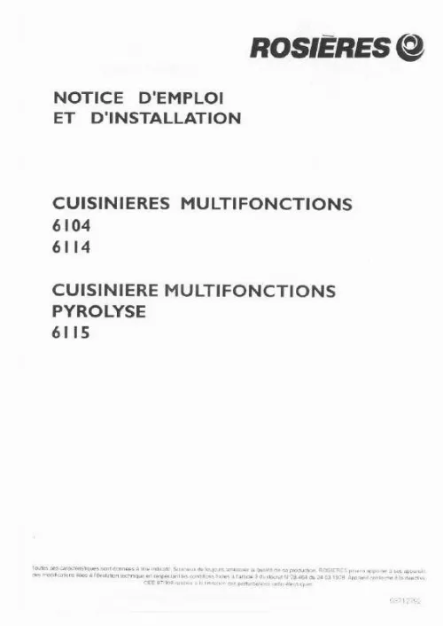 Mode d'emploi ROSIERES 6104