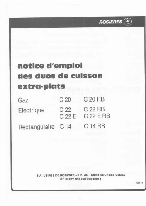 Mode d'emploi ROSIERES C 22 RB