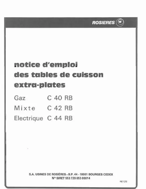 Mode d'emploi ROSIERES C 42 RB