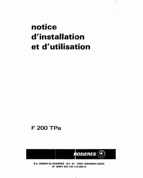Mode d'emploi ROSIERES F 200 TPA
