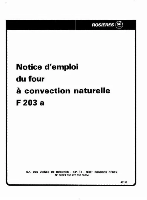 Mode d'emploi ROSIERES F 203 A