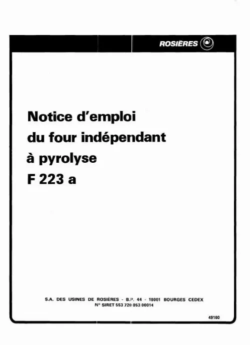 Mode d'emploi ROSIERES F 223 A