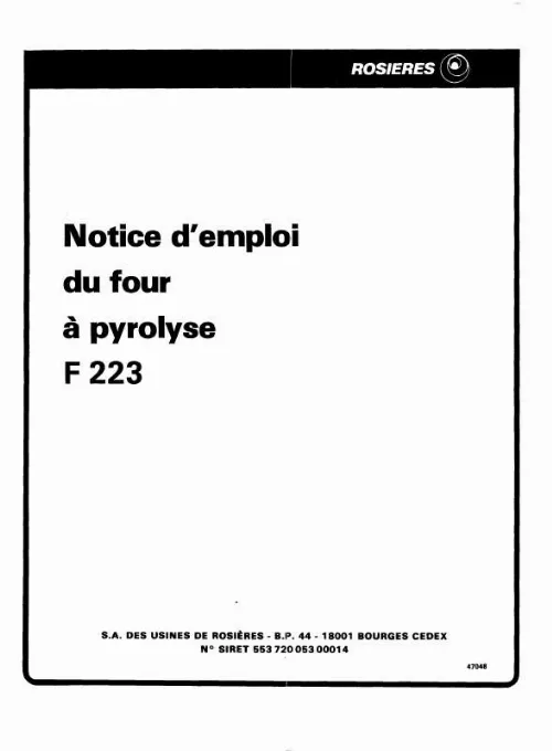 Mode d'emploi ROSIERES F 223