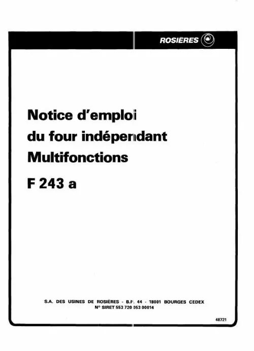 Mode d'emploi ROSIERES F 243 A