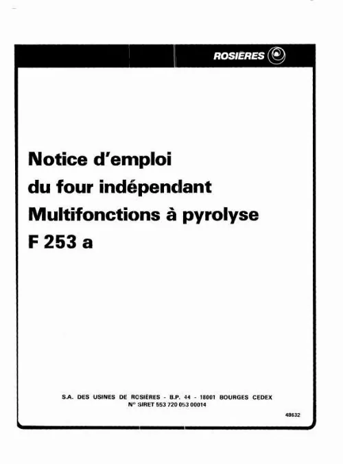 Mode d'emploi ROSIERES F 253 A