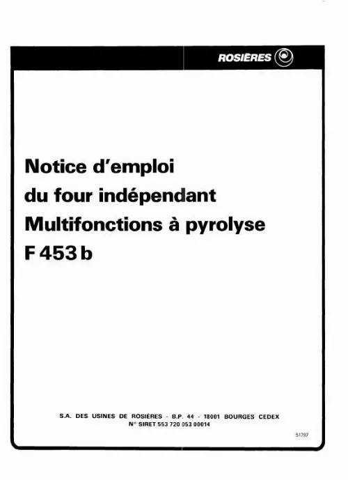 Mode d'emploi ROSIERES F 453 B